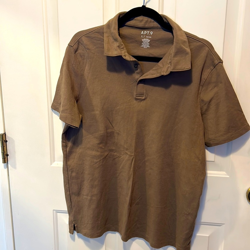 Mocha colored knit polo shirt